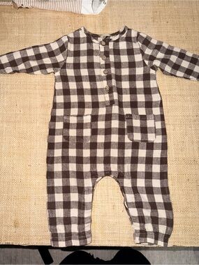 Rylee + Cru Black and White Gingham One-Piece Footie